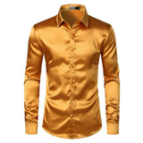 Satin Luxury Dress Shirts Silk Smooth Men Slim Fit - Alt Style Clothing