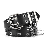 Chain Leather Pin Buckle Belt - Alt Style Clothing