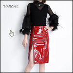 High Waist PVC Office Lady PU Skinny Pencil Skirt Bodycon Clubwear - Alt Style Clothing