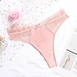 Luxury Silk Panties Lace Mesh Bow Seamless Thong - Alt Style Clothing