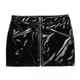 Leather Hip Skirt Glossy Shaping Waist Mini Skirt - Alt Style Clothing