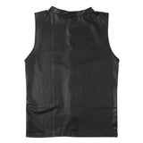 Soft Leather Sleeveless Shirts Shaping Stretch Tank Top - Alt Style Clothing