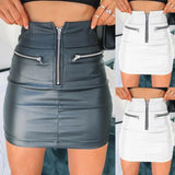 PU Leather Zipper High Waist Pencil Skirt - Alt Style Clothing