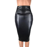 Leather Skirt Back Split Bodycon - Alt Style Clothing