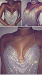 Crystal Tank Top Backless Halter Neck Crop Top - Alt Style Clothing