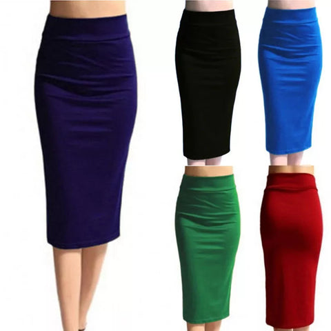 Pencil Ladies Office Stretch Bodycon Midi Skirt