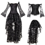 Medieval Victorian Gothic Lace Bustiers Corset + Irregular Skirt - Alt Style Clothing