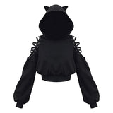 Long Sleeve Hoodie Cat Ears Gothic - Alt Style Clothing