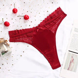 Luxury Silk Panties Lace Mesh Bow Seamless Thong - Alt Style Clothing