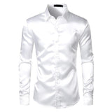 Satin Luxury Dress Shirts Silk Smooth Men Slim Fit - Alt Style Clothing