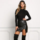 Above Knee Black PU Leather Mini Skirt - Alt Style Clothing