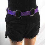 Gothic Punk Waist Belt Metal Circle Ring Design Silver Pin Buckle Leather Belt - Alt Style Clothing