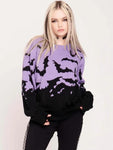 Gothic Bat Pattern Sweater - Alt Style Clothing