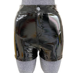 Elastic High Waist Wet Look Faux PU Leather Short - Alt Style Clothing