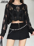 Hollow Out Knitted Blouse Long Sleeve Gothic Top - Alt Style Clothing