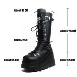 High Mid-calf High Platform Wedges Boots - Alt Style Clothing