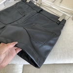 PU Leather Short High Waisted A-line Mini Skirt