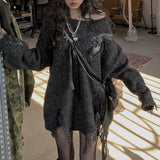 Gothic Streetwear Oversized Sweater - Alt Style Clothing