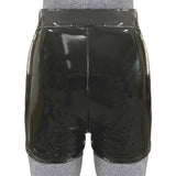 Elastic High Waist Wet Look Faux PU Leather Short - Alt Style Clothing