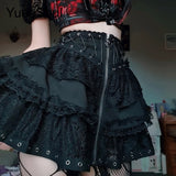 High Waist Goth Dark Mini Skirt
