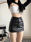 PU Leather Short High Waisted A-line Mini Skirt - Alt Style Clothing