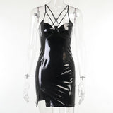 Gothic Pu Leather Corset Sexy Bodycon Mini Dress - Alt Style Clothing