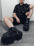 Shoes Lace-up Platform Shoes Metal Decor Gothic Ankle Boots - Alt Style Clothing