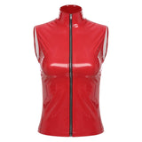 Patent Leather Stand Collar Vest - Alt Style Clothing