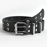 Leather punk bullet belt hollow rivet brand belt personality rock - Alt Style Clothing