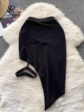 PU Leather Sexy Skirt Patchwork Elastic Waist Slim Sheath Mini Skirt - Alt Style Clothing