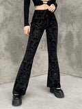 Retro Gothic Goth High Waist Flared Pants Gothic Aesthetic - Alt Style Clothing