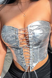 Shiny Corset Bustier PU Leather Crown Girdle  - Alt Style Clothing