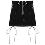 High Waist Zipper Back Lace-Up Mini Pencil Skirt - Alt Style Clothing