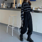 Cropped Sweater Striped Pullover - Alt Style Clothing