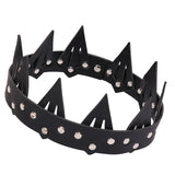 Vintage Black Gothic Leather Crown Headband for Women