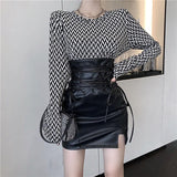 Gothic Pencil Skirt Pu Mini Leather Punk Lace Up skirt - Alt Style Clothing