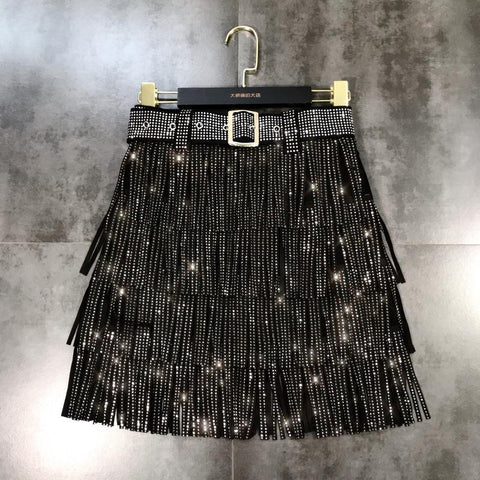 High Waist Belt Multi Layer Short Skirt - Alt Style Clothing