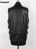 Motorcycle Style PU Leather Sleeveless Vest for Men with Zipper Pockets - Alt Style Clothing