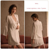 CINOON 3 Pieces Women Pajamas Sets Faux Silk Pajamas Sleepwear Set - Alt Style Clothing
