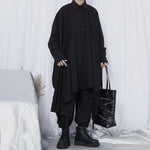 Oversize Gothic Irregular Shirt - Handsome and Loose with Long Sleeves - Alt Style Clothing