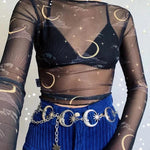 Gothic Moon Pendant Belt for Women's High Waist Fashion in Gold or Silver - Alt Style Clothing
