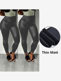 High-Waist Black PU Leather Leggings for Women with Skinny Push-Up Fit - Alt Style Clothing