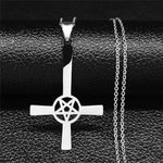 Embrace Your Dark Side with Large Baphomet Stainless Steel Necklace Goth Pagan Pentagram for Satan Gothic Goat Jewelry - Alt Style Clothing