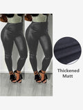 High-Waist Black PU Leather Leggings for Women with Skinny Push-Up Fit - Alt Style Clothing