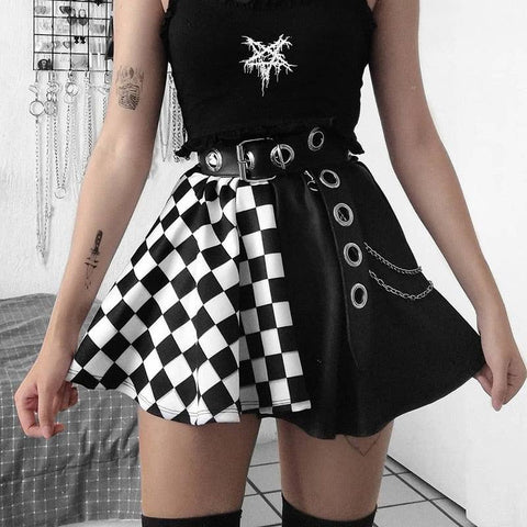 Gothic Plaid A Line Mini Skirt - Alt Style Clothing