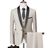 Men Skinny 3 Pieces Set Formal Slim Fit Tuxedo Suit - Alt Style Clothing