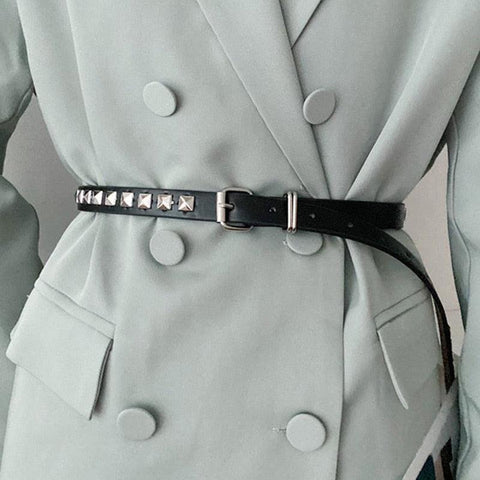 Studded Thin Belt For Women - Alt Style Clothing