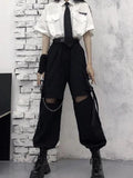 Oversize Gothic Women's Cargo Pants with Chain - Punk Techwear Style - Alt Style Clothing