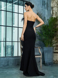 Love & Lemonade Black Strapless Cut out Feather Long Dress - Alt Style Clothing