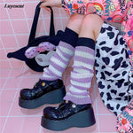 Goth Striped Women Leg Warmers - Alt Style Clothing